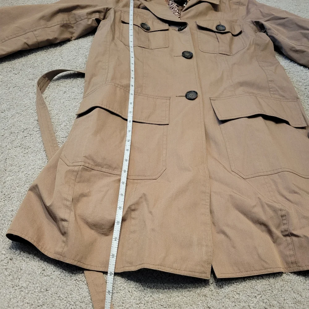 Dennis Basso Tan Belted Trench Coat Utility
